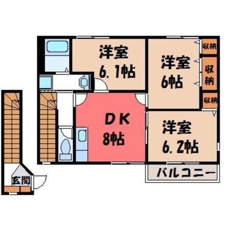 宇都宮駅 徒歩33分 2階の物件間取画像